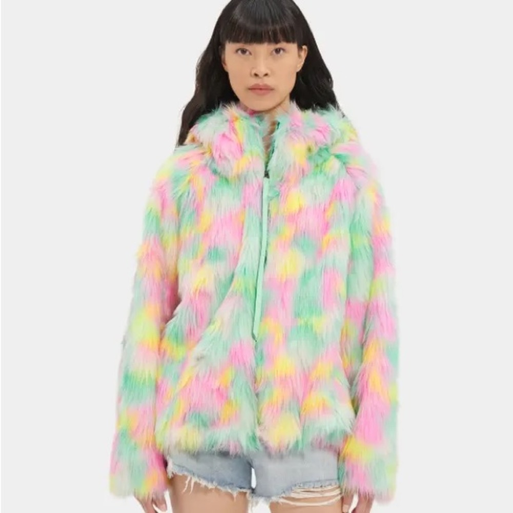 Ugg Clove Multi Color Faux Fur Jacket NWT in Original Plastic Packaging